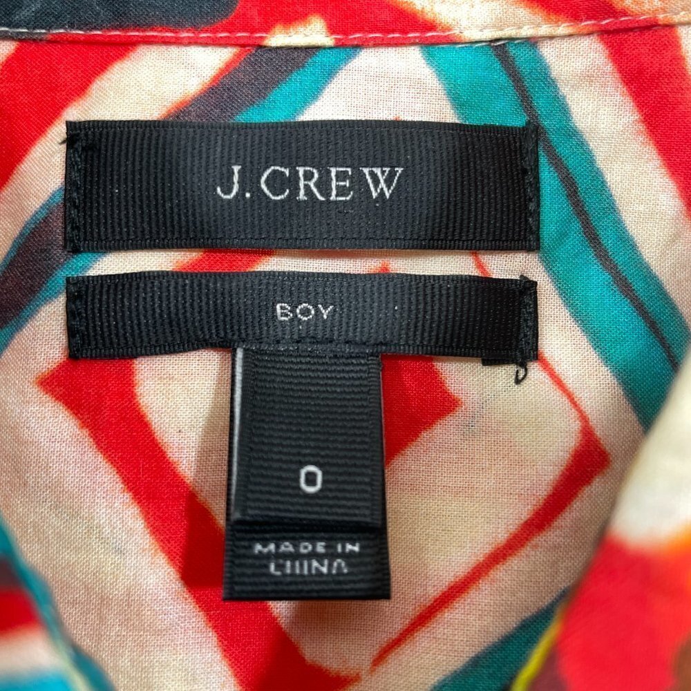 J.Crew  Women's Size 0 Boy Shirt in Geo Brush Stroke Rainbow Button Front Blouse - Picture 3 of 6